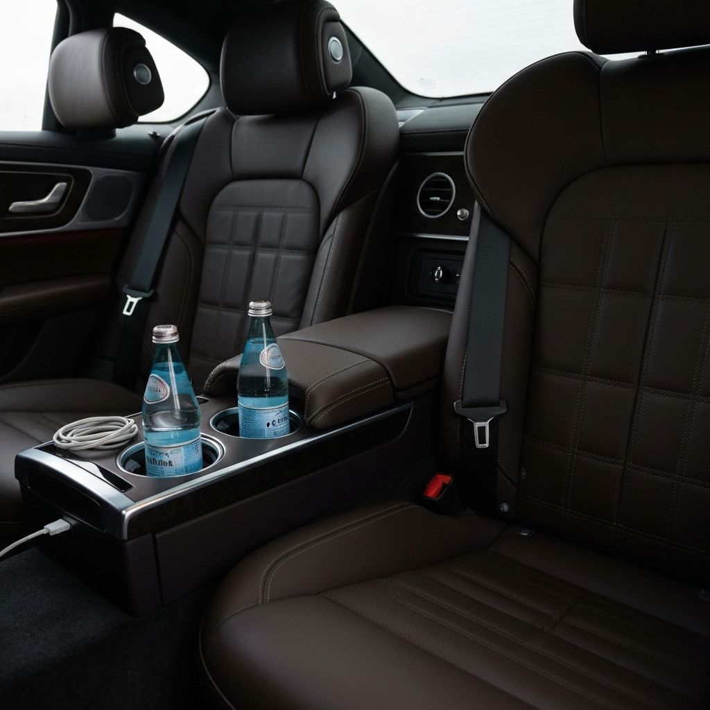 Luxury vehicle interior with premium amenities